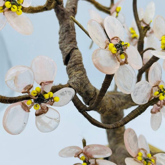 Vintage Mid-Century Cherry Blossom Stone Tree Brass Base Made in Hong Kong MCM - Picture 7 of 9